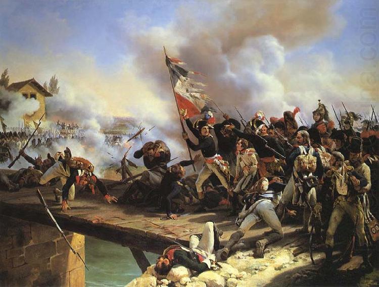 Napoleon Bonaparte leading his troops over the bridge of Arcole, Horace Vernet